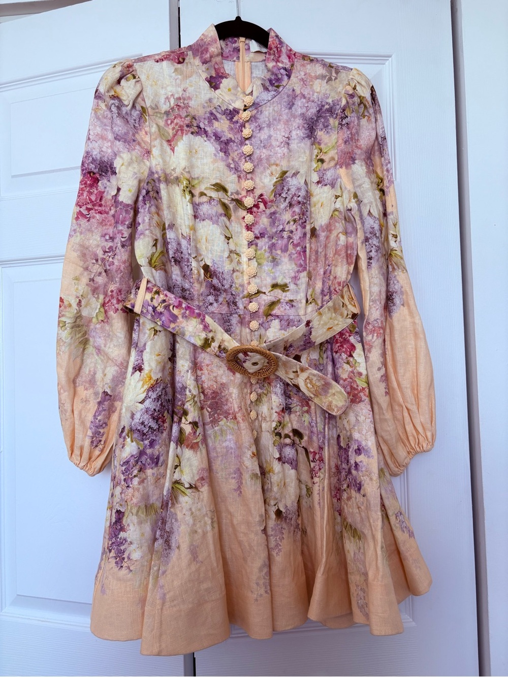 NWOT Zimmermann Lyrical Floral-Print Linen Mini Dress AUS2-US8